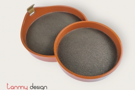 Orange half moon and round double lacquer tray 